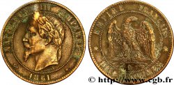 Dix centimes Napoléon III, tête laurée 1861 Paris F.134/4 TB35 