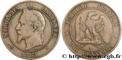 Dix centimes Napoléon III, tête laurée 1861 Paris F.134/4 TB20 