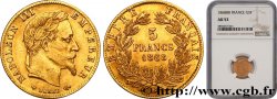 5 francs or Napoléon III, tête laurée 1868 Strasbourg F.502/14