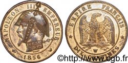 Dix centimes Napoléon III, tête nue, satirique et doré 1856 Lille F.133/40