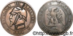 Dix centimes Napoléon III, tête nue, satirique 1854 Lille F.133/17 TTB40 