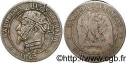 Dix centimes Napoléon III, tête laurée, satirique 1863 Bordeaux F.134/12