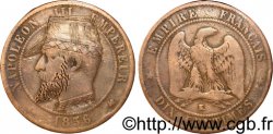 Dix centimes Napoléon III, tête nue, satirique 1856 Bordeaux F.133/37