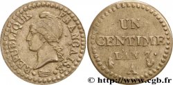 Un centime Dupré, petit 7, “7 barré” 1799 Paris F.100/14 TTB48 