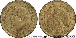 Un centime Napoléon III, tête nue, différent ancre 1855 Paris F.102/16 AU55 