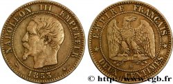 Deux centimes Napoléon III, tête nue 1853 Strasbourg F.107/3 TB35 
