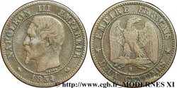 Deux centimes Napoléon III, tête nue, cassure de coin 1854 Rouen F.107/10 XF40 