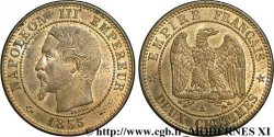 Deux centimes Napoléon III, tête nue, ancre 1855 Paris F.107/20 SUP58 