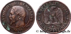 Deux centimes Napoléon III, tête nue 1855 Lyon F.107/31 TB35 