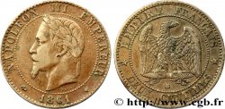 Deux centimes Napoléon III, tête laurée 1861 Strasbourg F.108/2 TTB40 