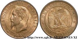 Deux centimes Napoléon III, tête laurée, buste provisoire 1861 Strasbourg F.108/2