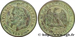 Deux centimes Napoléon III, tête laurée 1862 Strasbourg F.108A/5 B12 