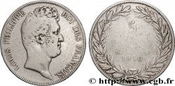 5 francs type Tiolier sans le I, tranche en creux 1830 Lyon F.313/3