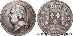 5 francs Louis XVIII, tête nue 1816  Paris F.309/1