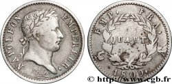 Quart (de franc) Napoléon Ier tête laurée, Empire français 1809 Paris F.162/1