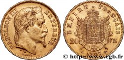 20 francs or Napoléon III, tête laurée 1867 Paris F.532/15