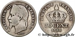 50 centimes Napoléon III, tête laurée 1866 Strasbourg F.188/10