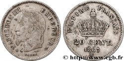 20 centimes Napoléon III, tête laurée, grand module 1867 Strasbourg F.150/2