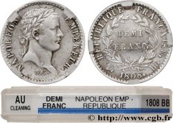 Demi-franc Napoléon Ier tête laurée, République française, buste fin 1808 Strasbourg F.177/4