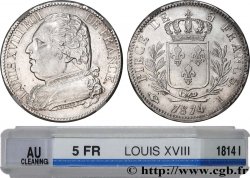 5 francs Louis XVIII, buste habillé 1814 Limoges F.308/6