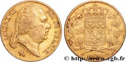 20 francs or Louis XVIII, tête nue 1824 Paris F.519/31