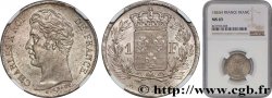 1 franc Charles X, matrice du revers à cinq feuilles 1826 La Rochelle F.207/17 SPL63 NGC