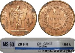 20 francs or Génie, Troisième République, différent torche 1896 Paris F.533/21 SPL63 GENI