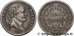Demi-franc Napoléon Ier tête laurée, République française, buste fin 1808 Perpignan F.177/13