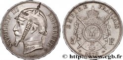 Monnaie satirique, 5 francs Napoléon III tête laurée, regravée 1870 Strasbourg F.331/17 var. EBC 