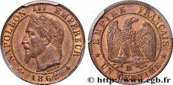 Un centime Napoléon III, tête laurée 1862 Strasbourg F.103/6