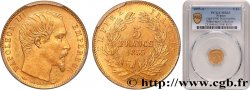 5 francs or Napoléon III, tête nue, petit module, tranche cannelée 1855 Paris F.500A/2 SC63 PCGS