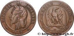 Dix centimes Napoléon III, tête laurée, regravure érotique 1862 Strasbourg F.134/8 var. TB 