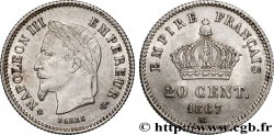 20 centimes Napoléon III, tête laurée, grand module 1867 Strasbourg F.150/2