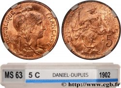 5 centimes Daniel-Dupuis 1902  F.119/12 SPL63 GENI