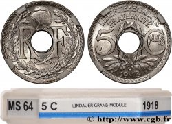 5 centimes Lindauer, grand module 1918 Paris F.121/2 SPL64 GENI