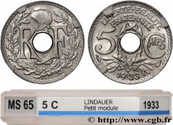 5 centimes Lindauer, petit module 1933 Paris F.122/16 FDC65 GENI
