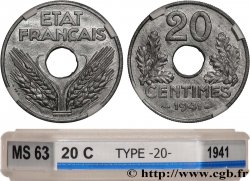 20 centimes État français, lourde 1941  F.153/2 SPL63 GENI