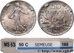 50 centimes Semeuse 1908 Paris F.190/15 SPL63 GENI