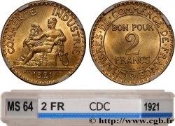 2 francs Chambres de Commerce 1921  F.267/3 MS64 GENI