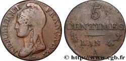 5 centimes Dupré, petit module 1796 Paris F.113/1