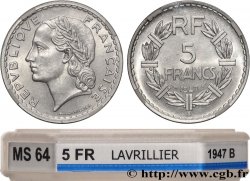 5 francs Lavrillier, aluminium 1947 Beaumont-Le-Roger F.339/11 MS64 GENI