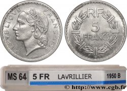 5 francs Lavrillier, aluminium 1950 Beaumont-Le-Roger F.339/21 SPL64 GENI