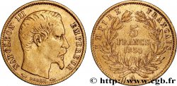 5 francs or Napoléon III, tête nue, petit module, tranche cannelée 1854 Paris F.500A/1