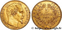 5 francs or Napoléon III, tête nue, petit module, tranche cannelée 1855 Paris F.500A/2