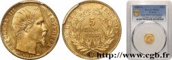 5 francs or Napoléon III, tête nue, petit module, tranche cannelée 1855 Paris F.500A/2