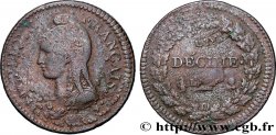 Un décime Dupré, grand module, &nbsp;refrappage&nbsp; du 2 décimes 1797 Limoges F.128/9