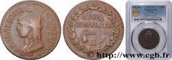 Cinq centimes Dupré, grand module, Fautée Double frappe 1797 Paris F.115/1 var. TB35 PCGS