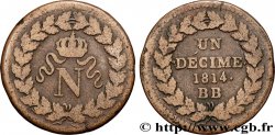 Un décime à l’N couronnée 1814 Strasbourg F.131/3