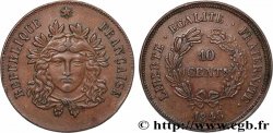 Concours de 10 centimes, essai en cuivre Gayrard, premier concours, deuxième revers, Frappe Médaille 1848 Paris Maz.1323  SUP 