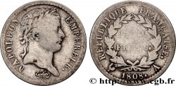 Demi-franc Napoléon Ier tête laurée, République française 1808 Paris F.177/2